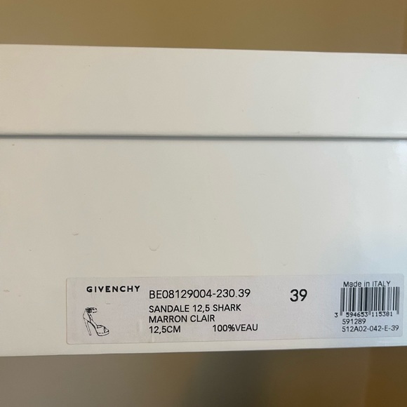 Givenchy Sandals 12,5cm Shark Marron Clair Leather Shoes size 39EU - Picture 8 of 12